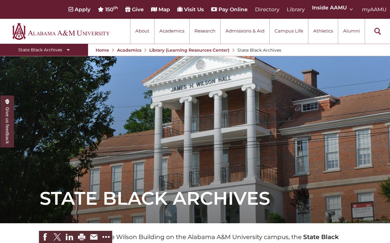 Madison County neighbors Alabama A and M State Black Archives resource