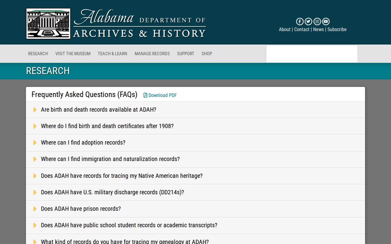 Madison County previous residents research guidance from the Alabama Archives