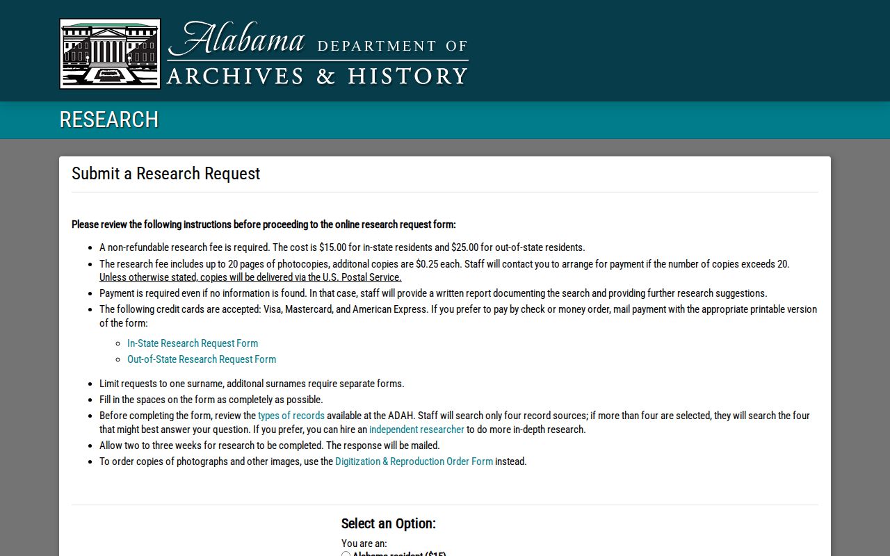 Madison County previous residents archive research request service