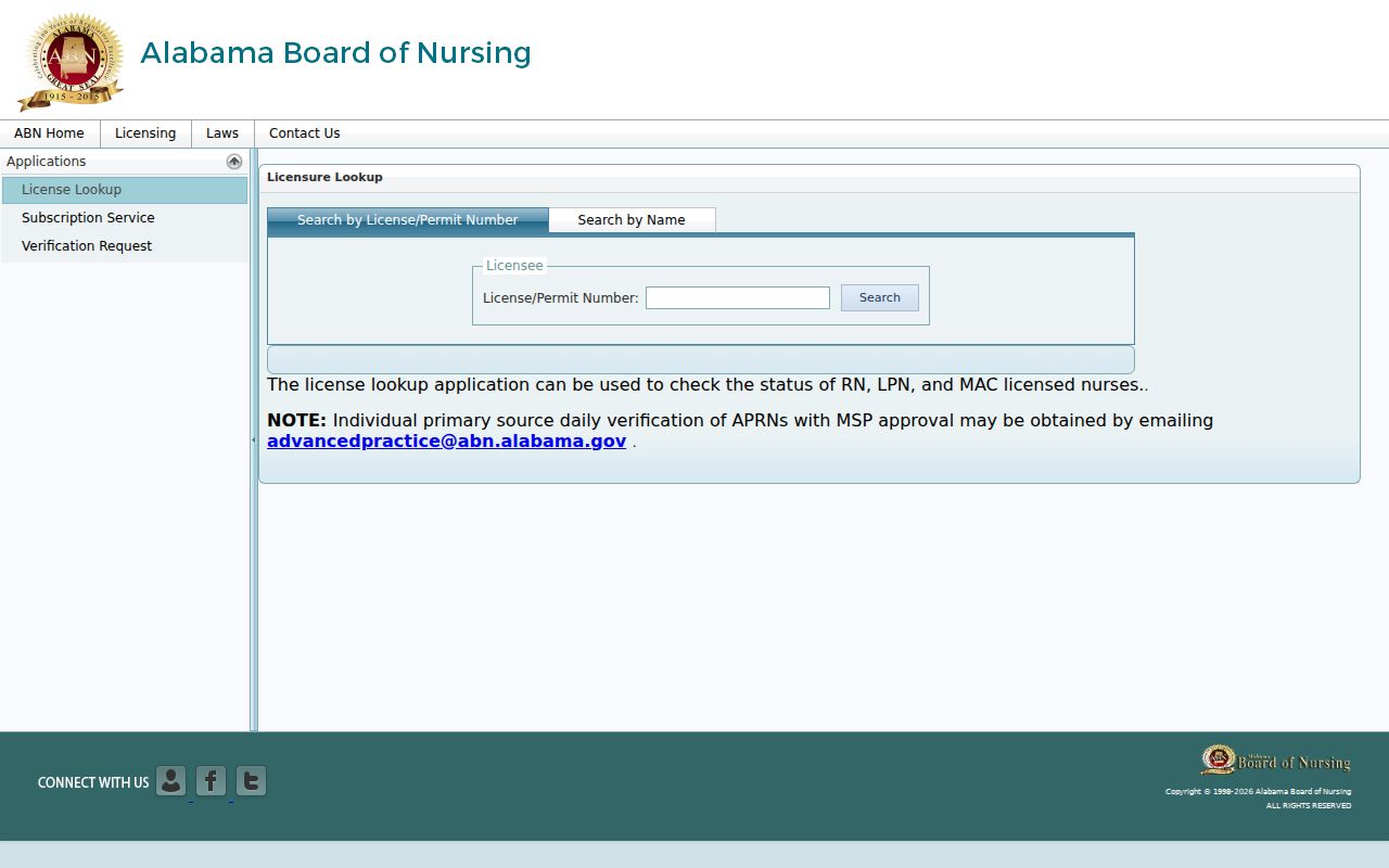 Madison County resident lookup Alabama nursing license verification