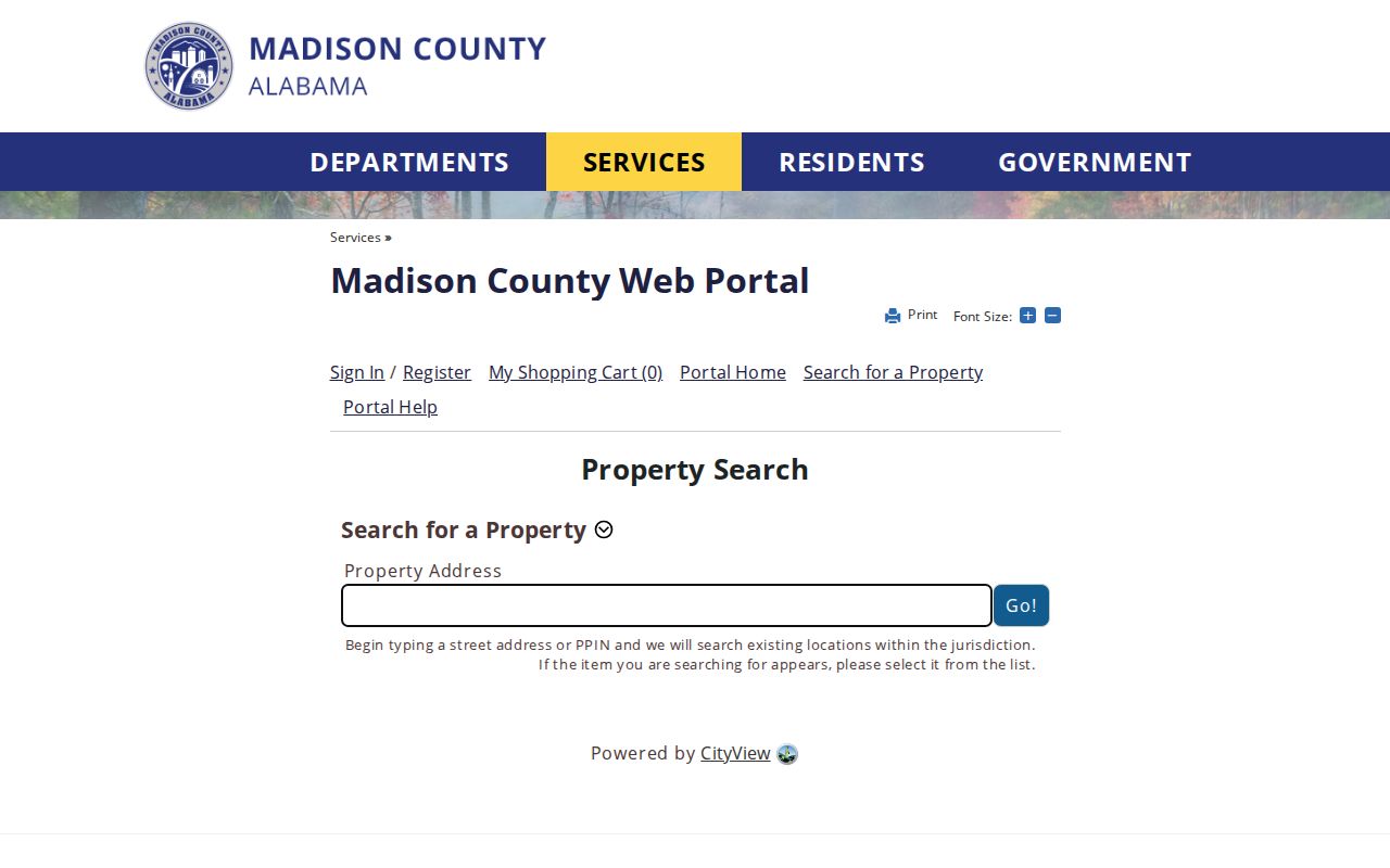 Madison County street directory CityView property locator